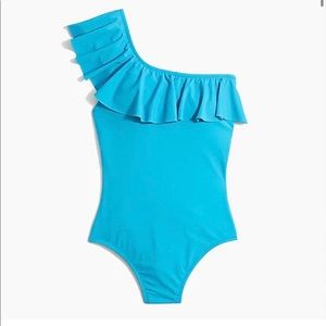 J.Crew Ruffle One Shoulder One-Piece Swimsuit